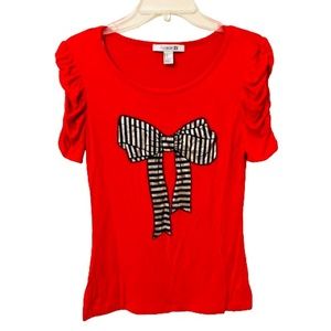 Forever 21 Blouse With Metallic Bow Details - Red - Size Large